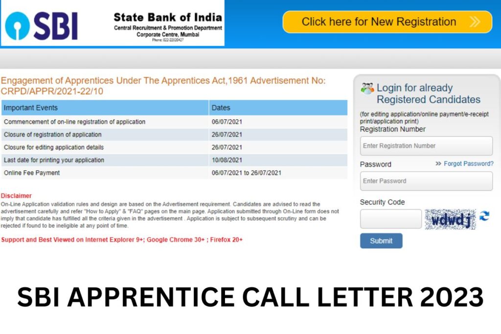 SBI Apprentice Admit Card 2023, Call Letter Download Link