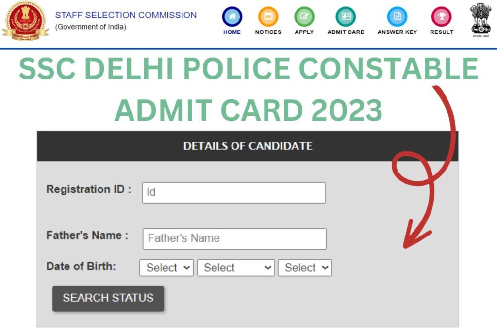 SSC Delhi Police Constable Admit Card 2023