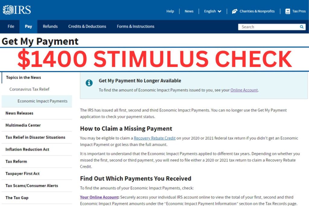 $1400 Stimulus Check