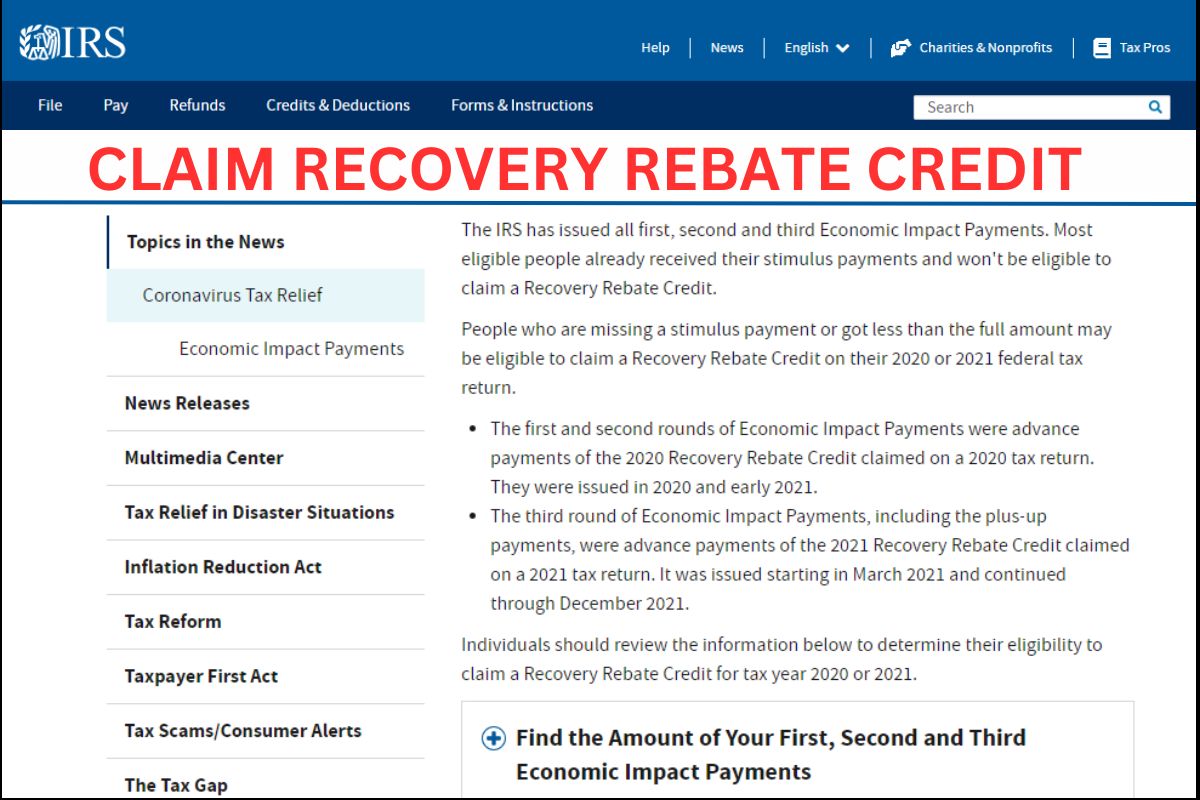 Claim Recovery Rebate Credit 2024 RRC Status, Form, Who Qualifies?