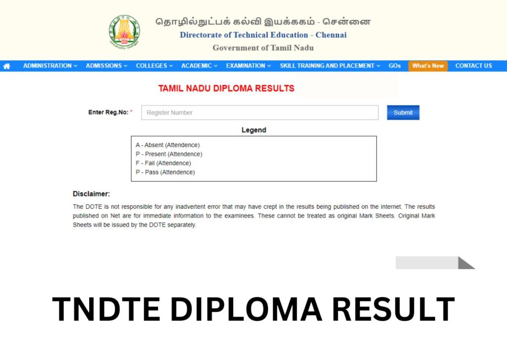 TNDTE Diploma Result 2023, dte.tn.gov.in Marksheet Download