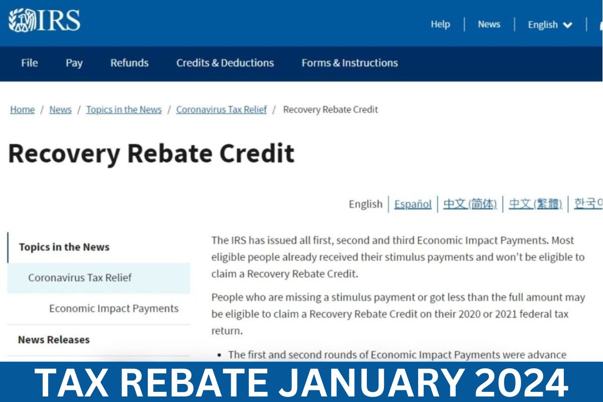 Tax Rebate January 2024 Eligibility, Amount, Payment Dates