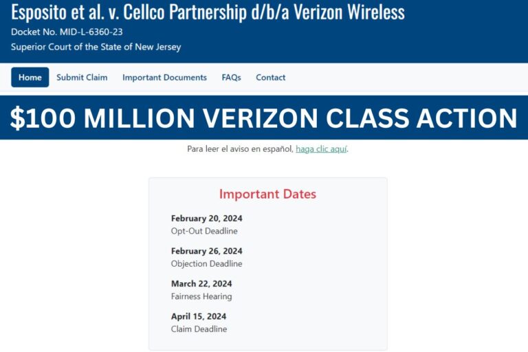 Verizon Class Action Settlement Claim 2024 Check Eligibility & Payout