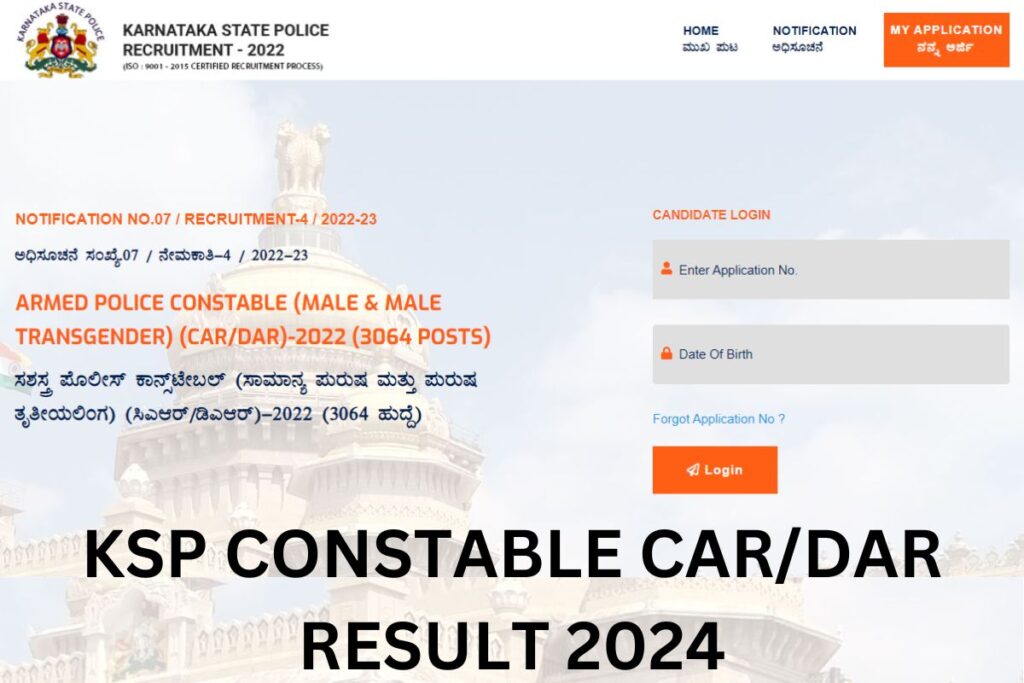 KSP Constable CAR/DAR Result 2024