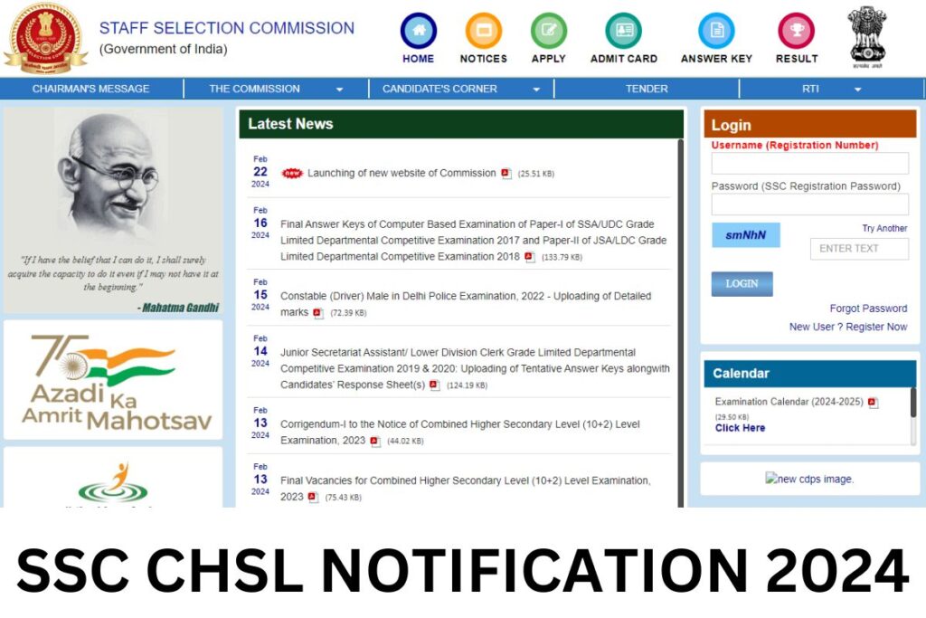 SSC CHSL Notification 2024, 10+2 Recruitment, Application Form