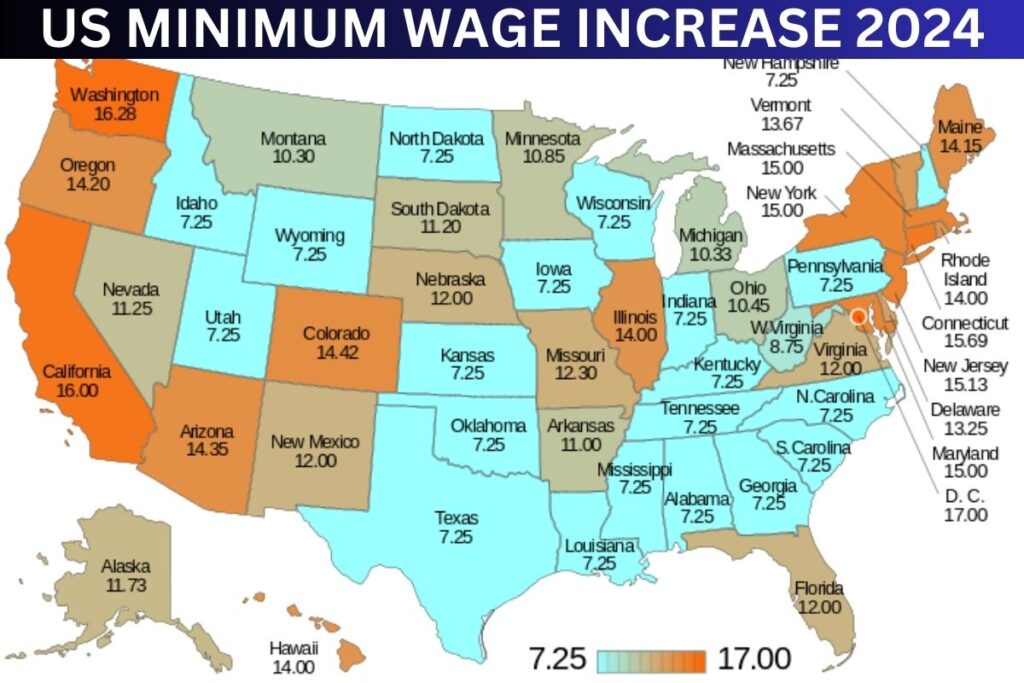 US Minimum Wage Increase 2024 : State Wise New Wages